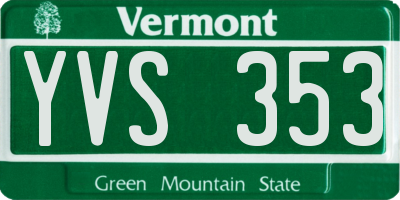 VT license plate YVS353