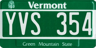VT license plate YVS354