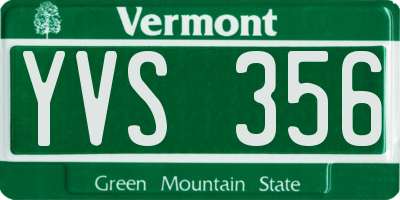 VT license plate YVS356