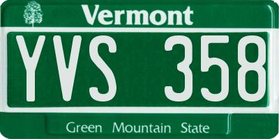 VT license plate YVS358