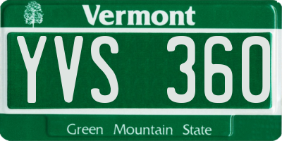 VT license plate YVS360