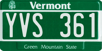 VT license plate YVS361
