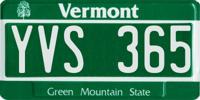 VT license plate YVS365
