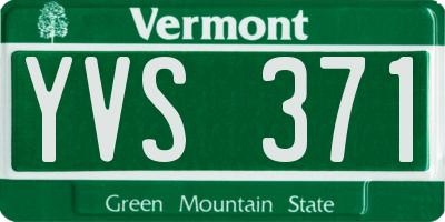 VT license plate YVS371