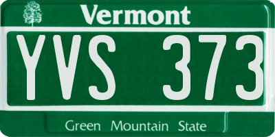 VT license plate YVS373
