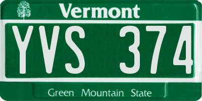 VT license plate YVS374