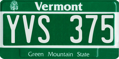 VT license plate YVS375