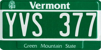 VT license plate YVS377