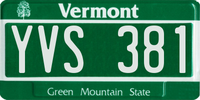 VT license plate YVS381