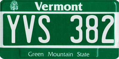 VT license plate YVS382