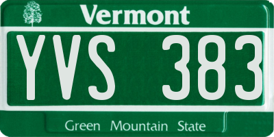 VT license plate YVS383
