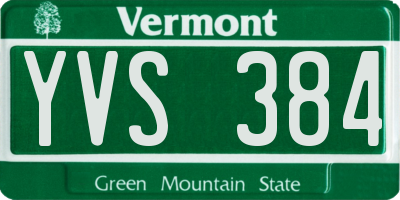 VT license plate YVS384