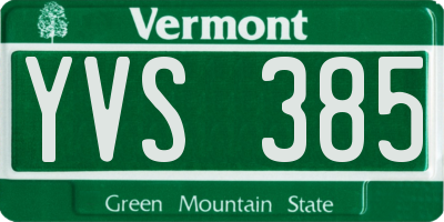 VT license plate YVS385