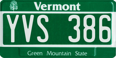 VT license plate YVS386
