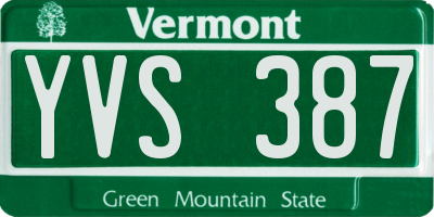 VT license plate YVS387