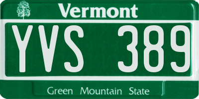 VT license plate YVS389