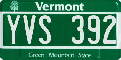 VT license plate YVS392
