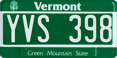 VT license plate YVS398