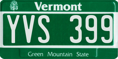 VT license plate YVS399