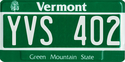 VT license plate YVS402