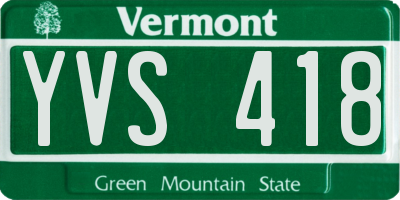 VT license plate YVS418