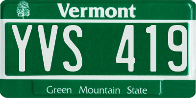 VT license plate YVS419