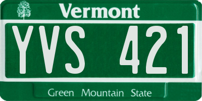 VT license plate YVS421