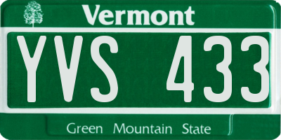 VT license plate YVS433