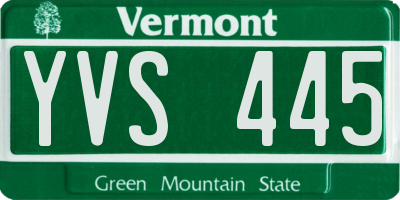 VT license plate YVS445