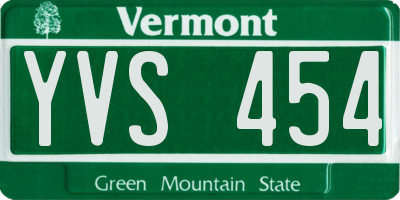 VT license plate YVS454