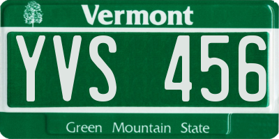 VT license plate YVS456