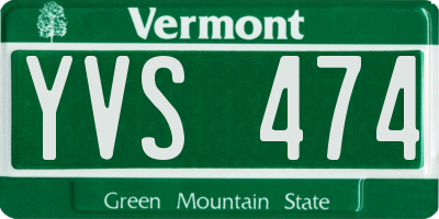 VT license plate YVS474