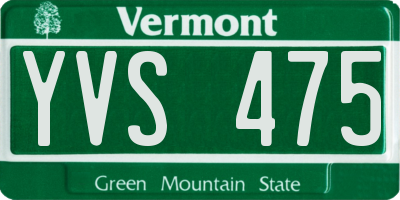 VT license plate YVS475
