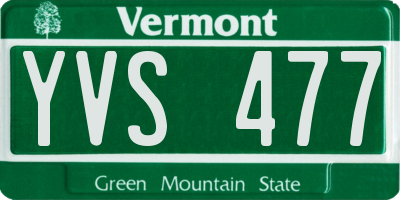 VT license plate YVS477