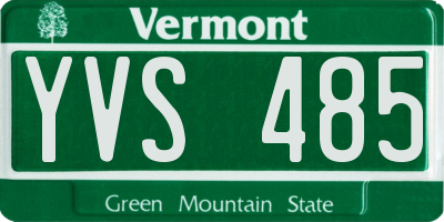 VT license plate YVS485