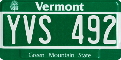 VT license plate YVS492