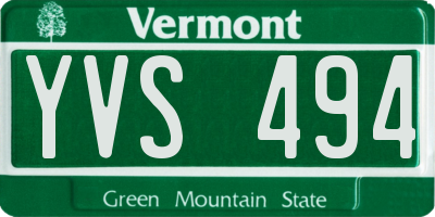 VT license plate YVS494