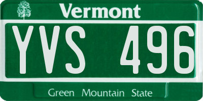 VT license plate YVS496