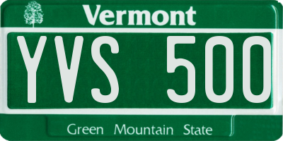 VT license plate YVS500