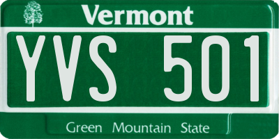VT license plate YVS501