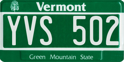 VT license plate YVS502