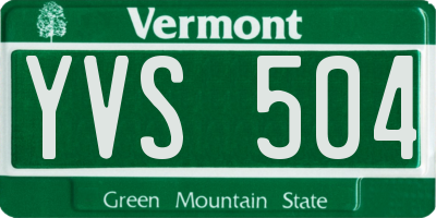 VT license plate YVS504