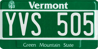 VT license plate YVS505