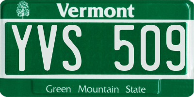 VT license plate YVS509