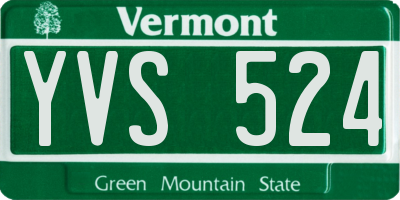 VT license plate YVS524