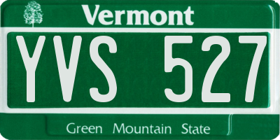 VT license plate YVS527