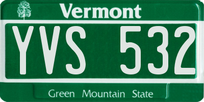 VT license plate YVS532