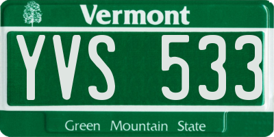 VT license plate YVS533