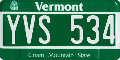 VT license plate YVS534