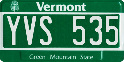 VT license plate YVS535